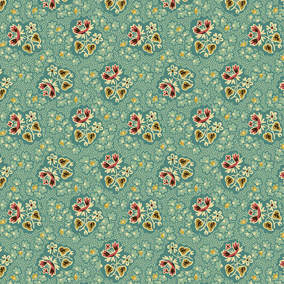 A9929T Turquoise Floral Sprigs