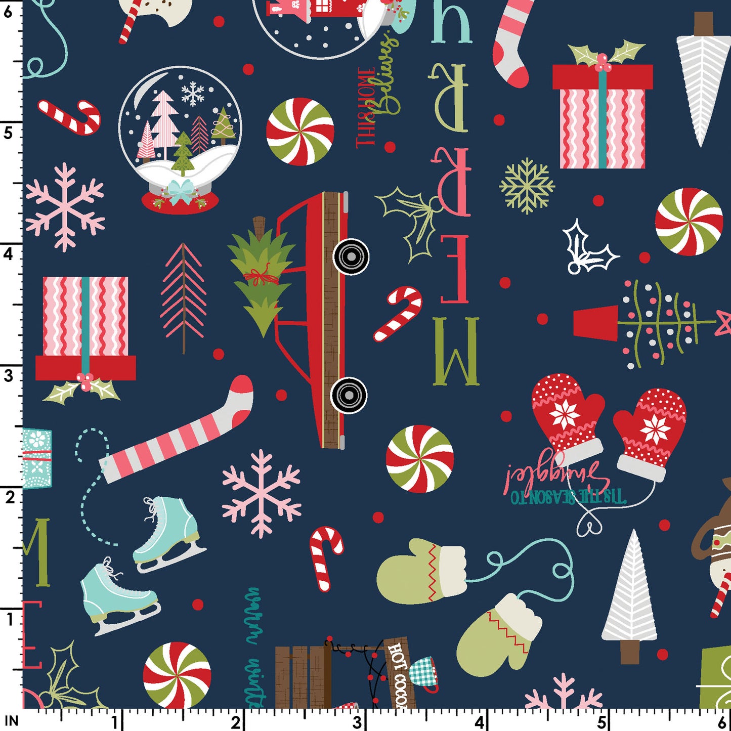 MAS10202-N Christmas Graffiti on Navy