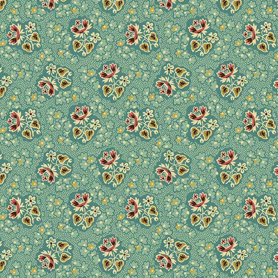 A9929T Turquoise Floral Sprigs