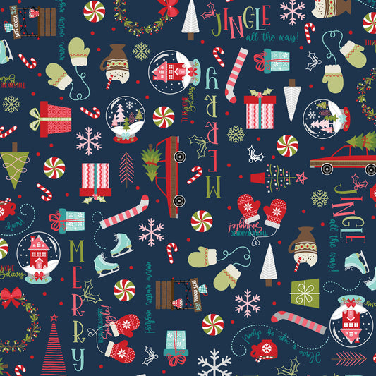 MAS10202-N Christmas Graffiti on Navy