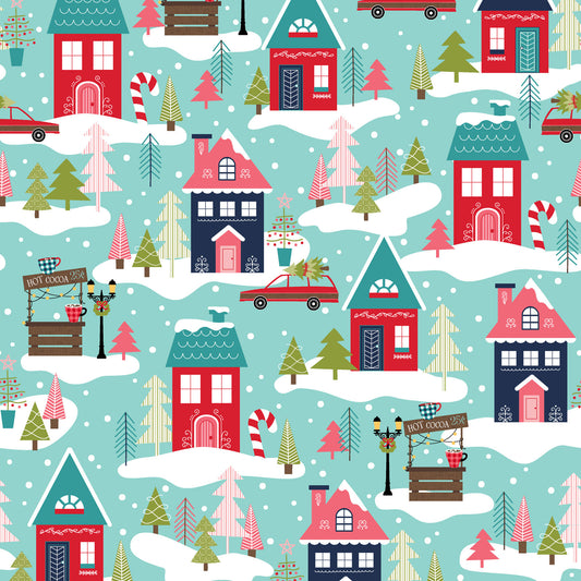 MAS10203-Q Christmas Neighborhood Aqua